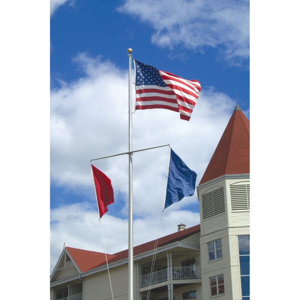 Nautical Single or Double Mast Aluminum Flagpole with Yardarm or Yardarm and Gaff