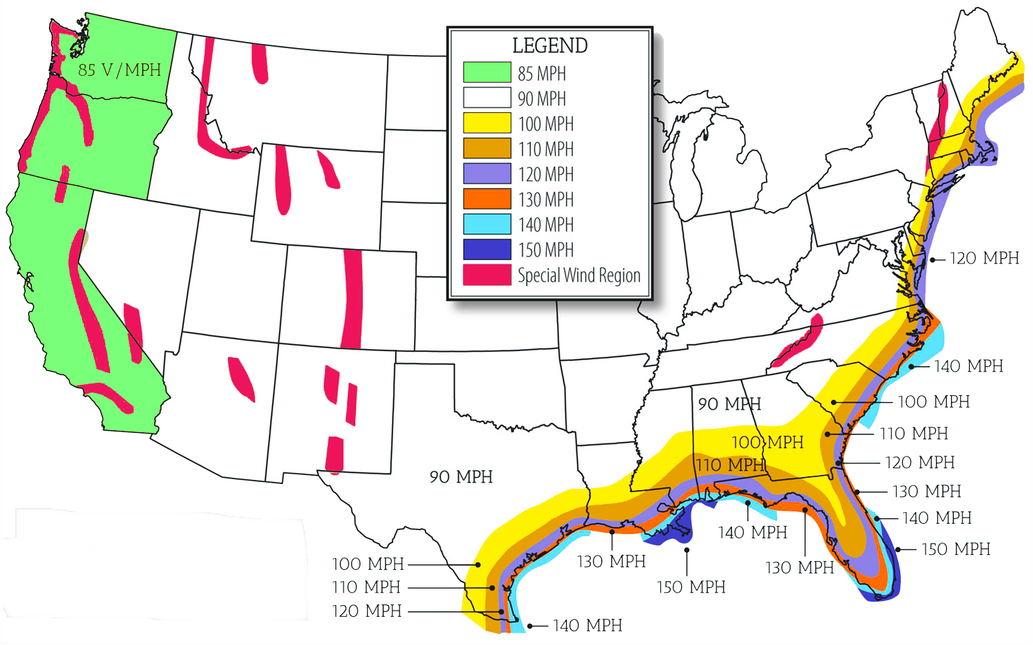 U.S.A WIND SPEED MAP